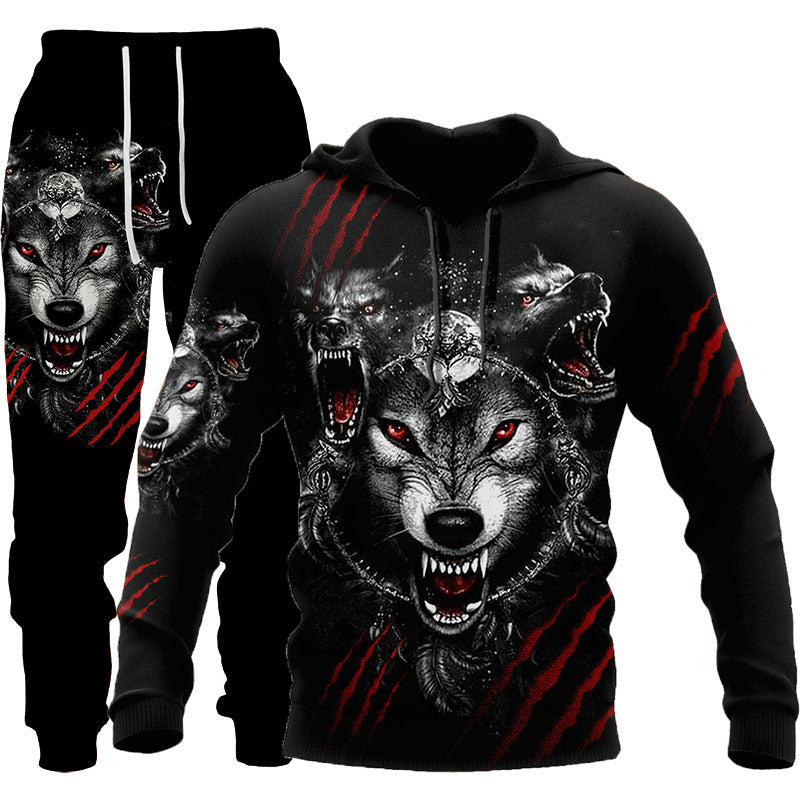 Wolf 3D Print Hoodie Set