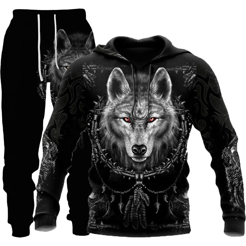 Wolf 3D Print Hoodie Set