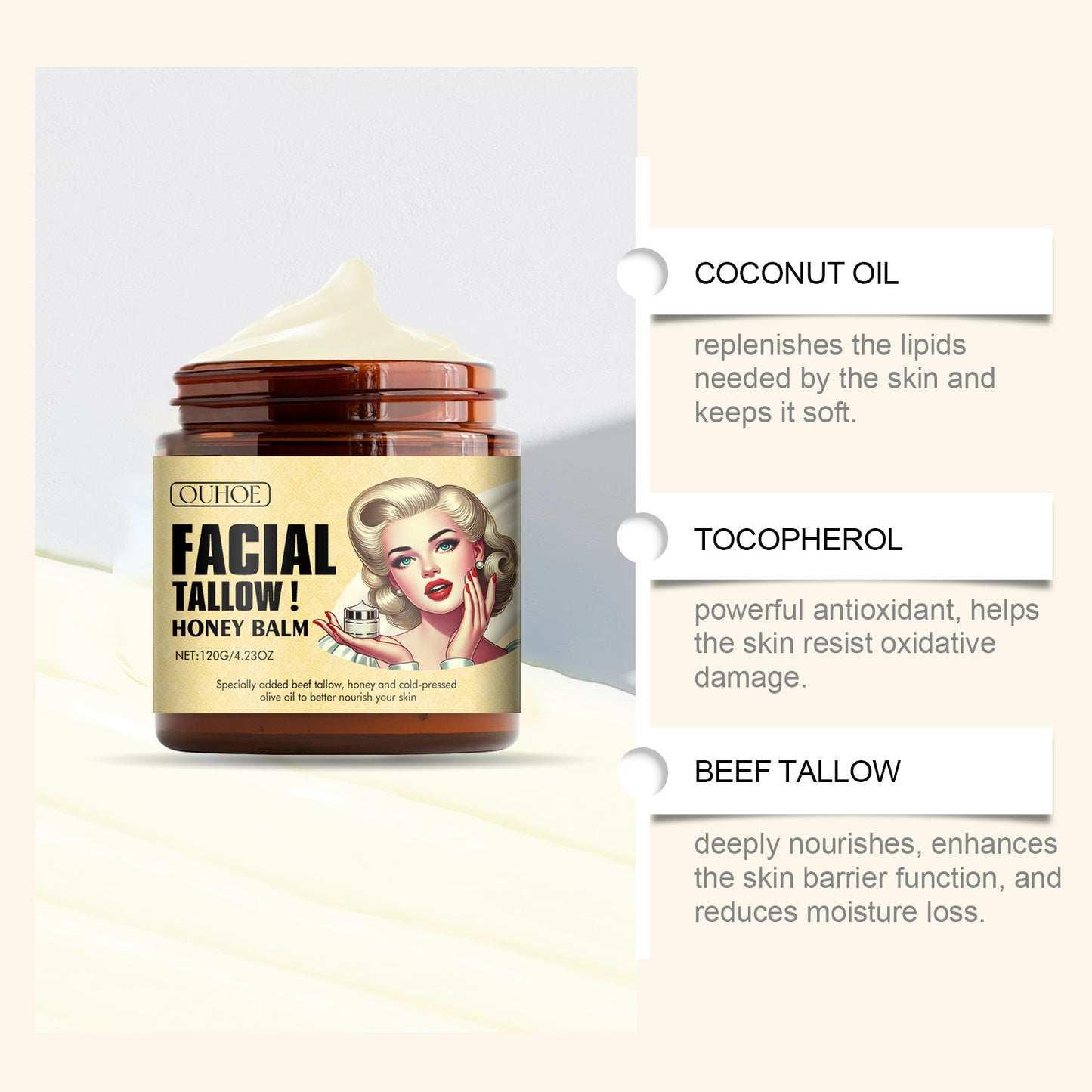 Tallow Honey Moisturizing Cream