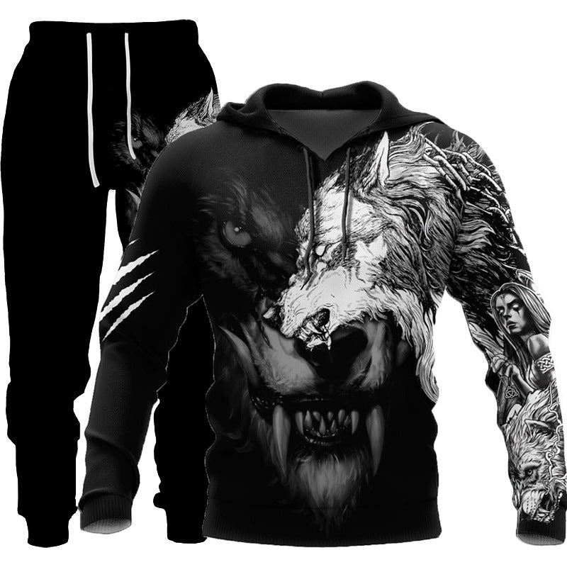 Wolf 3D Print Hoodie Set