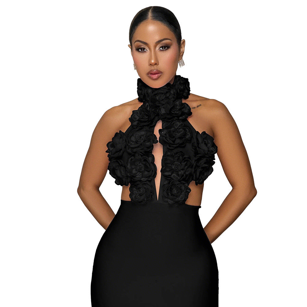 Women’s Halter Floral Evening Dress