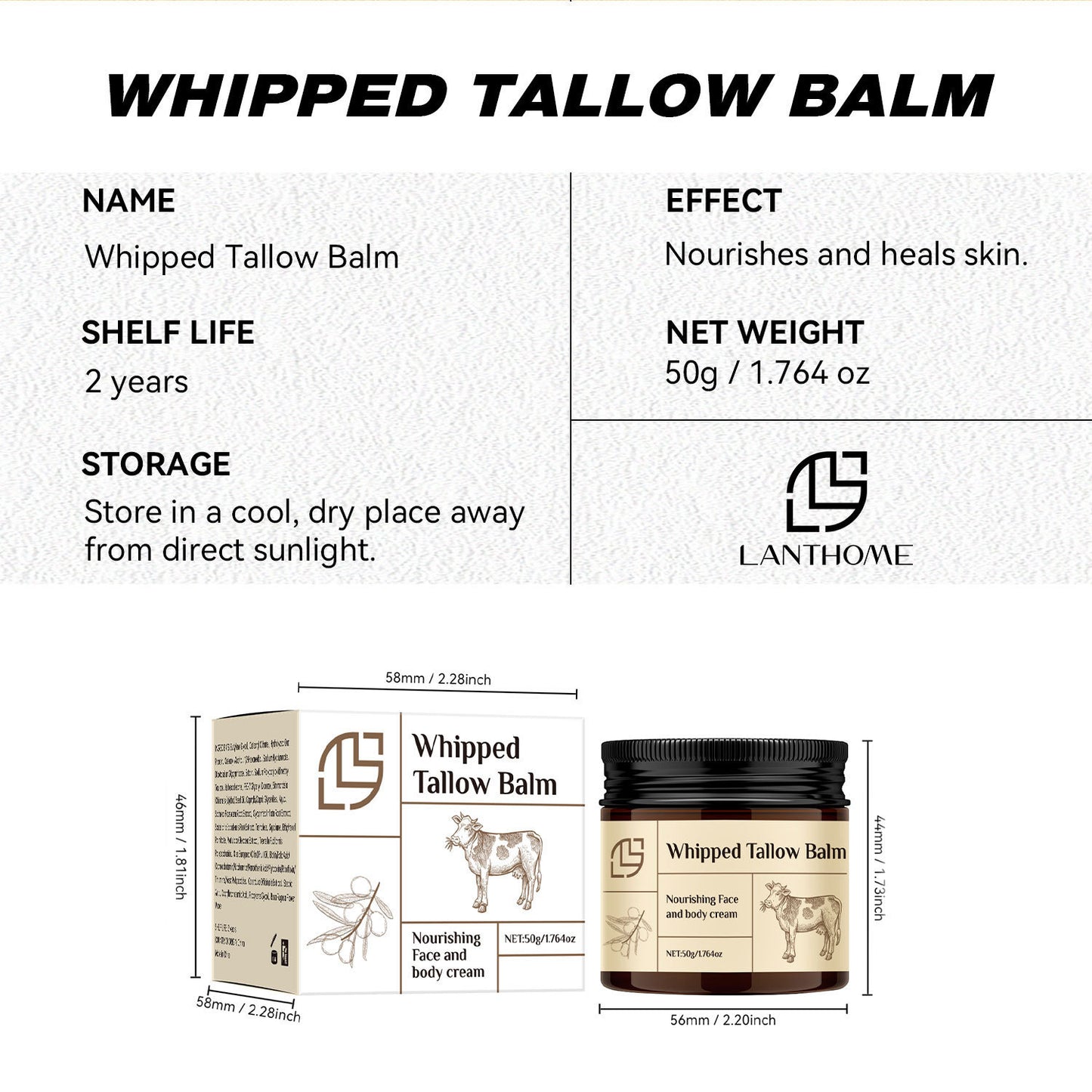 Beef Tallow Moisturizing Balm 50g