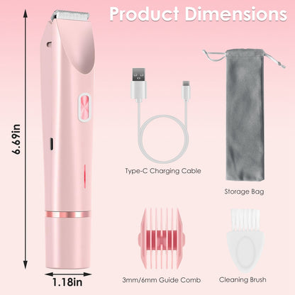 “2-in-1 Bikini Trimmer for Women – Dual Head, Waterproof, Cordless Body & Face Razor”