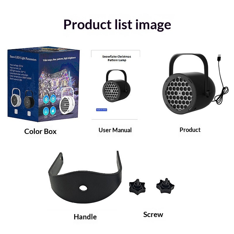 Christmas Snowflake Projector Light – 16 Pattern Rotating Holiday Atmosphere Lamp (Indoor/Outdoor)