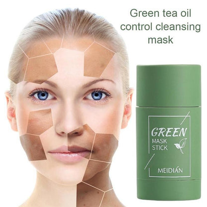 Green Tea Solid Clay Mask Stick – Blackhead Remover, Acne Treatment & Pore Shrinking Cleanser