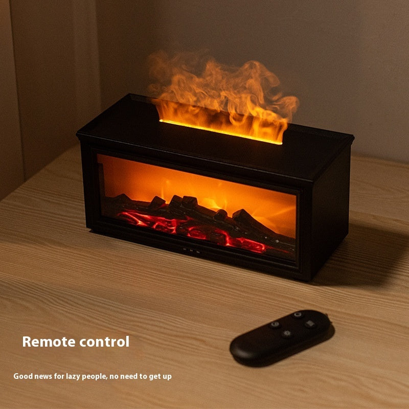 3D Simulation Fireplace Flame Aroma Diffuser – LED Flame Humidifier for Home & Desk