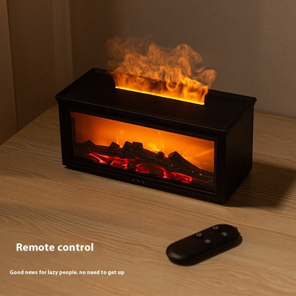 3D Simulation Fireplace Flame Aroma Diffuser – LED Flame Humidifier for Home & Desk