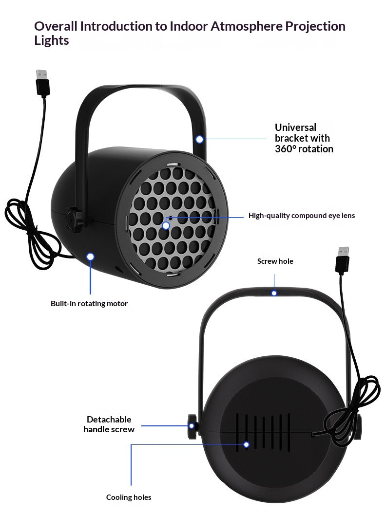 Christmas Snowflake Projector Light – 16 Pattern Rotating Holiday Atmosphere Lamp (Indoor/Outdoor)