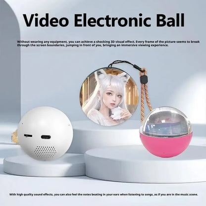 3D Crystal Ball Video Player – Personalized Electronic Memory Display Lamp (2.7" Pixel Screen, 4GB)