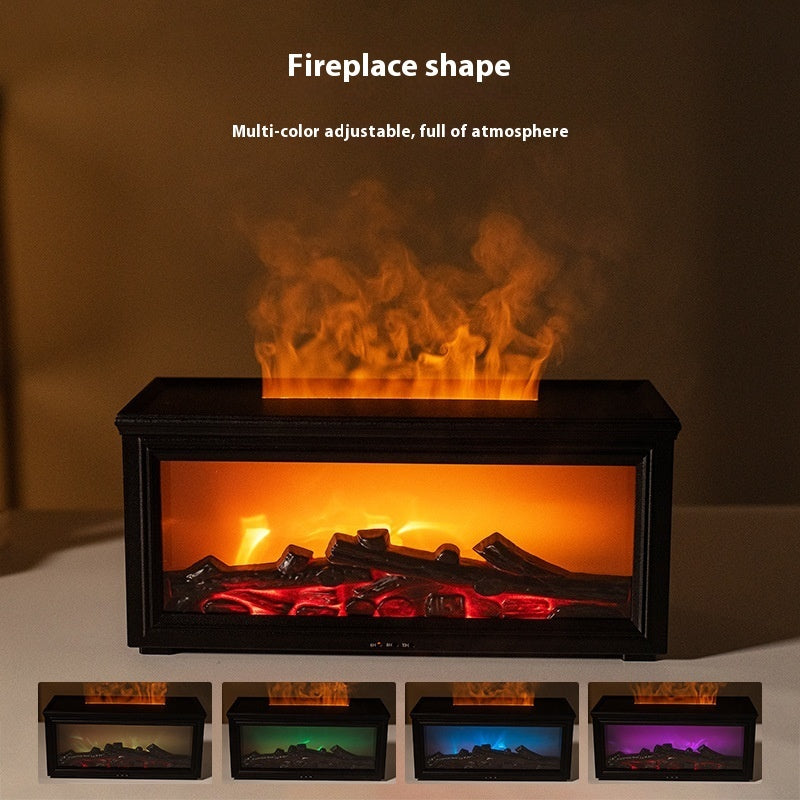 3D Simulation Fireplace Flame Aroma Diffuser – LED Flame Humidifier for Home & Desk