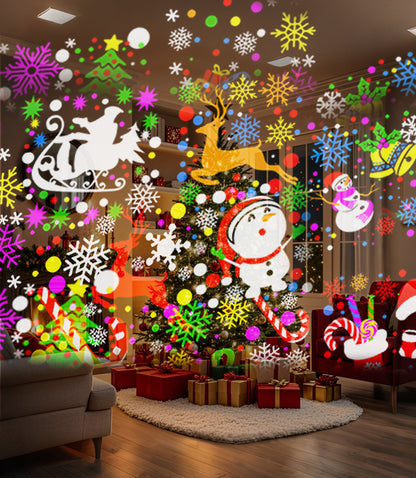 Christmas Snowflake Projector Light – 16 Pattern Rotating Holiday Atmosphere Lamp (Indoor/Outdoor)