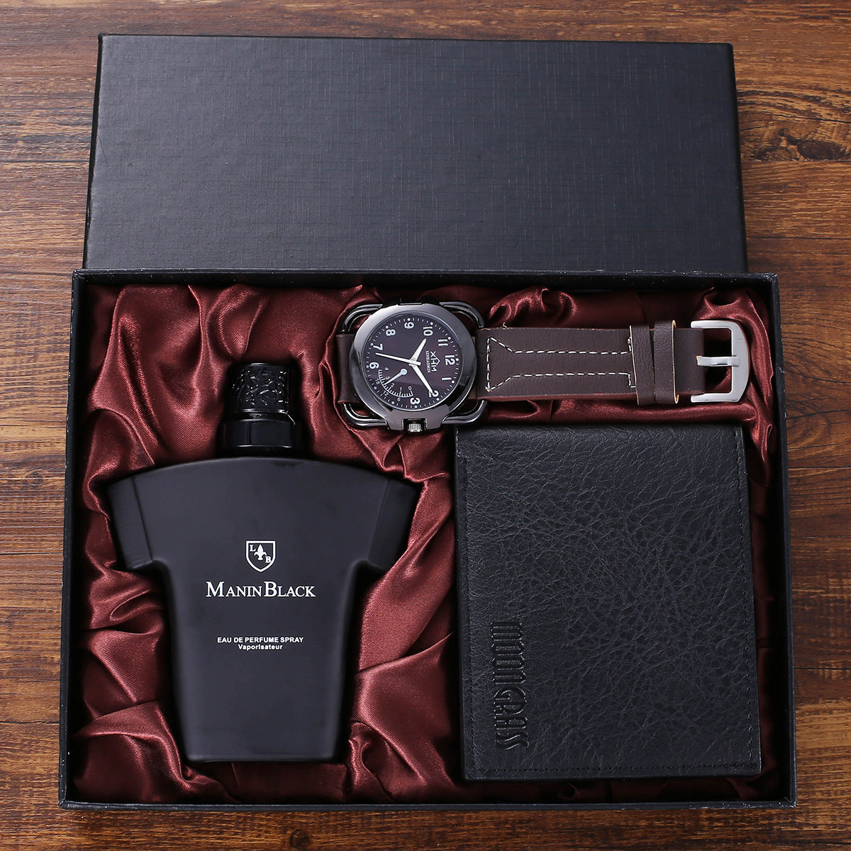Men’s Fashion Gift Set – Wallet, Belt, Quartz Watch & Perfume
