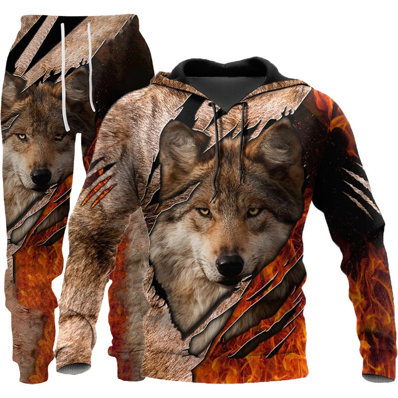 Wolf 3D Print Hoodie Set