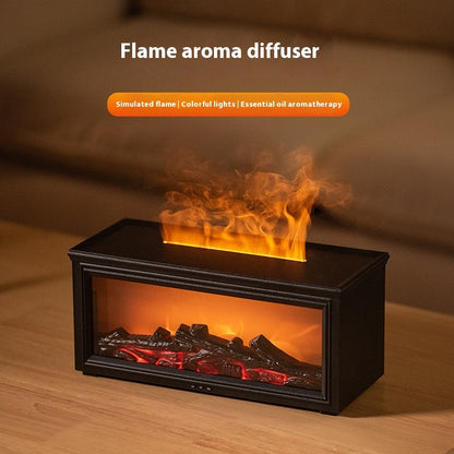 3D Simulation Fireplace Flame Aroma Diffuser – LED Flame Humidifier for Home & Desk