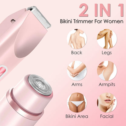 “2-in-1 Bikini Trimmer for Women – Dual Head, Waterproof, Cordless Body & Face Razor”