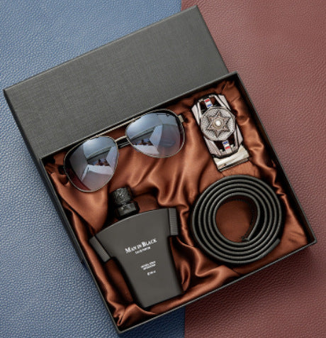 Men’s Fashion Gift Set – Wallet, Belt, Quartz Watch & Perfume