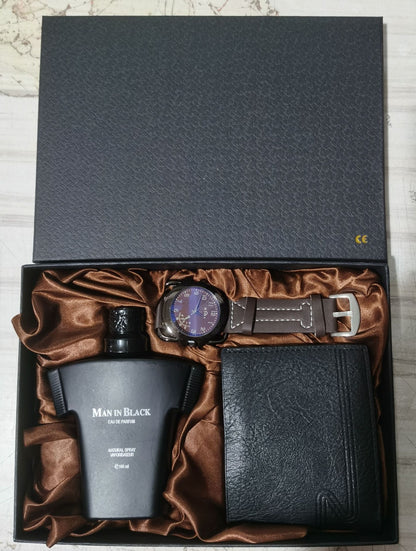 Men’s Fashion Gift Set – Wallet, Belt, Quartz Watch & Perfume
